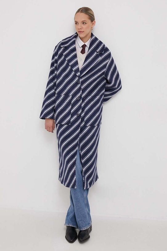 United Colors of Benetton palton din lana cu captuseala albastru 2LJWDN03G.70U
