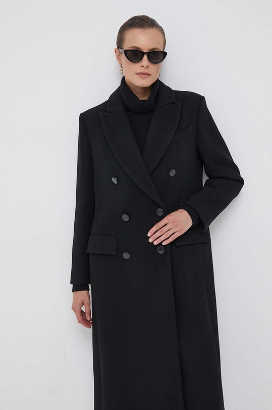 Μάλλινο παλτό Sisley 2HCLLN02V.100 μαύρο AW23