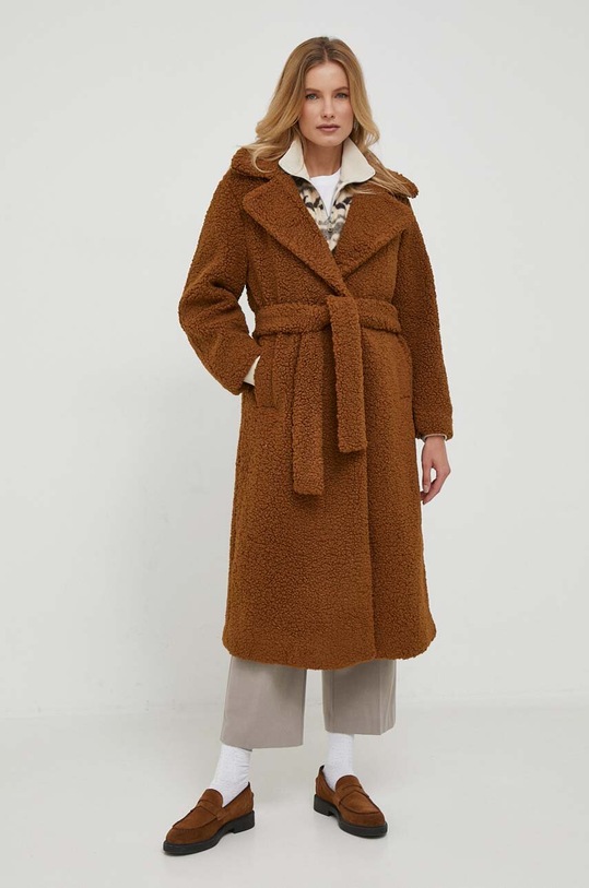 Sisley płaszcz bez kaptura brązowy 2XFQLN033.90D
