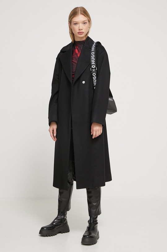 HUGO płaszcz wełniany 50504663 czarny AW23