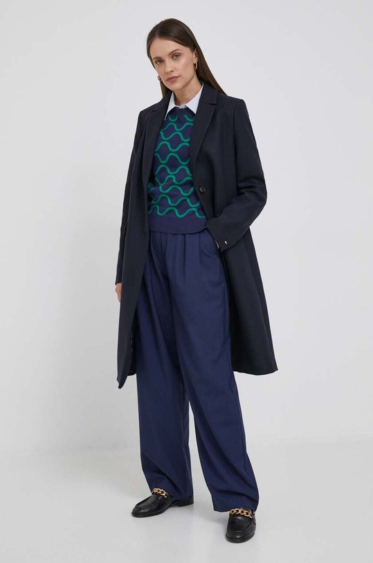 Tommy Hilfiger płaszcz wełniany WW0WW39753 granatowy AW23