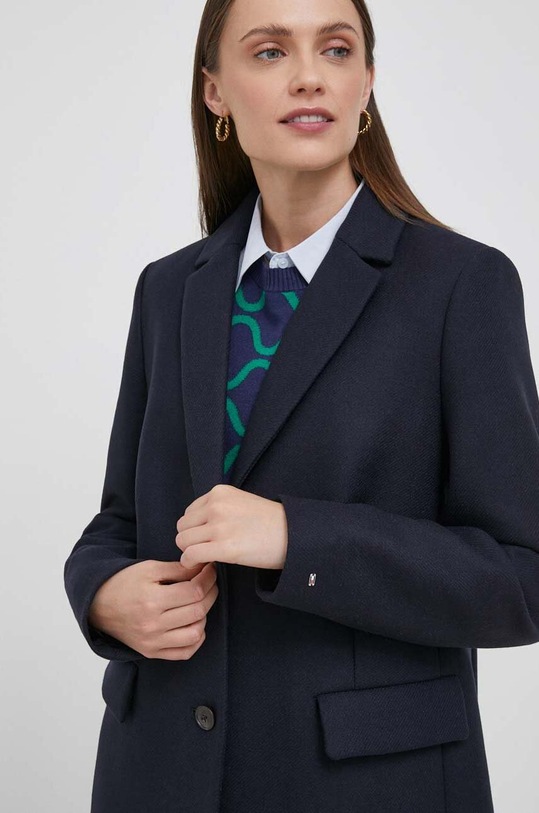 Tommy Hilfiger płaszcz wełniany granatowy WW0WW39753