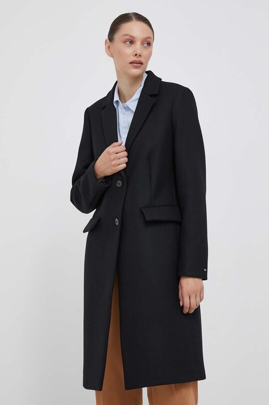 Vlnený kabát Tommy Hilfiger WW0WW39753 čierna AW23