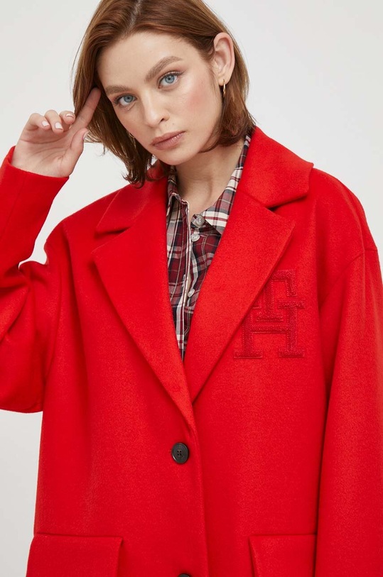 Tommy Hilfiger płaszcz wełniany czerwony WW0WW39756