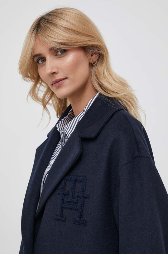 Tommy Hilfiger płaszcz wełniany WW0WW39756 granatowy AW23
