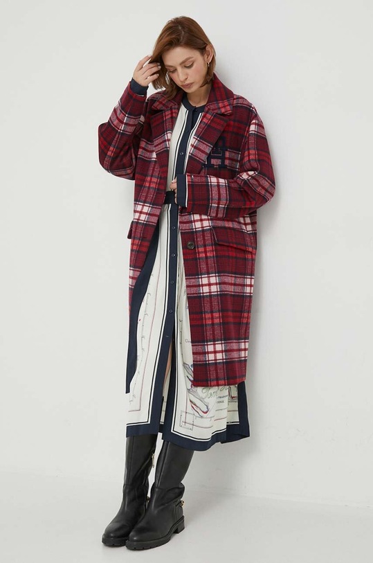 Tommy Hilfiger płaszcz wełniany WW0WW39761 bordowy AW23