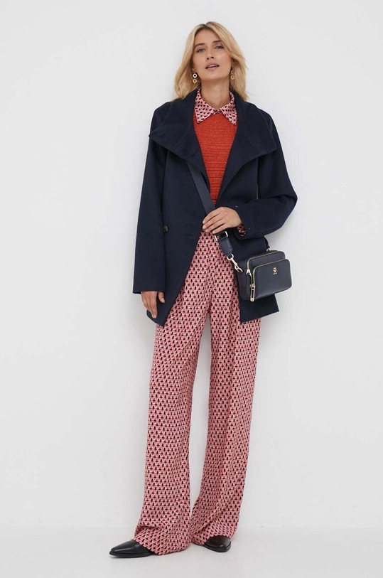 Tommy Hilfiger płaszcz wełniany WW0WW39754 granatowy AW23