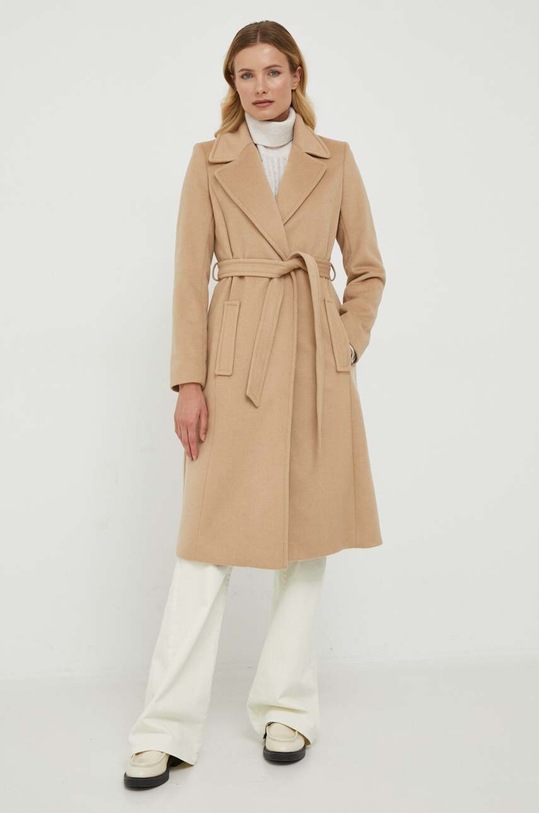 Lauren Ralph Lauren płaszcz wełniany 297928099 beżowy AW23