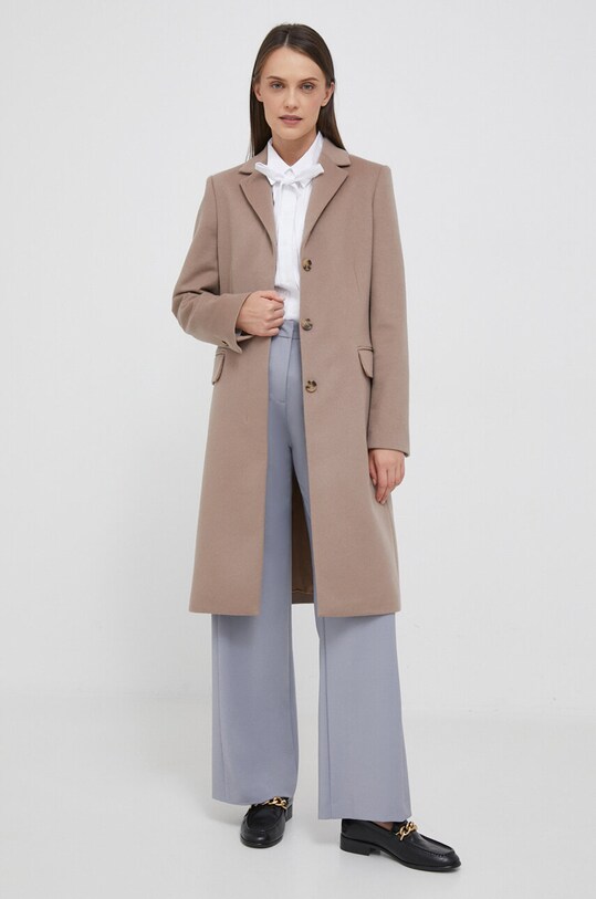 Шерстяное пальто Calvin Klein K20K206877 бежевый AW23