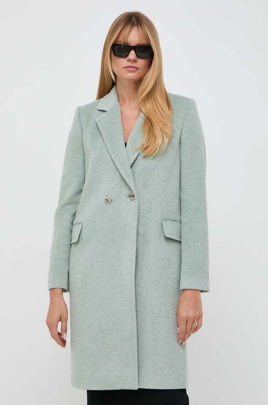 Twinset palton din lana cu captuseala verde 232TT2262