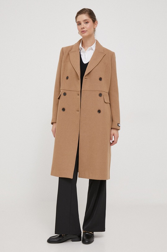 Μάλλινο παλτό DKNY DL3MWM97 καφέ AW23