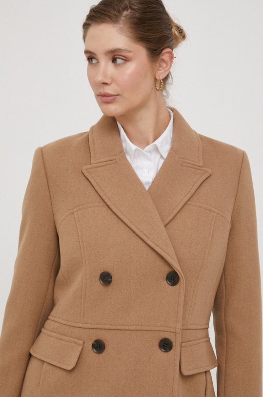 Μάλλινο παλτό DKNY DL3MWM97 καφέ