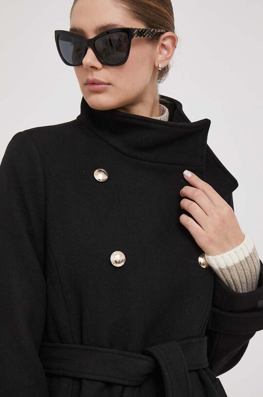 Dkny płaszcz wełniany czarny DL3MWN57
