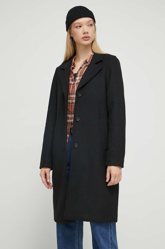 Παλτό από μείγμα μαλλιού Abercrombie & Fitch KI144.3243.900 μαύρο AW23