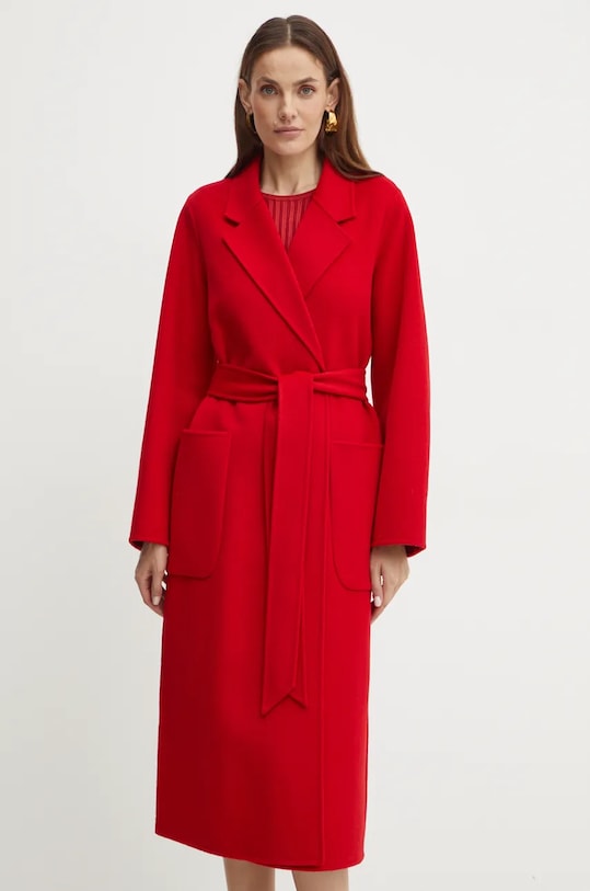 Μάλλινο παλτό Ivy Oak μαλλί κόκκινο IO1123F1046