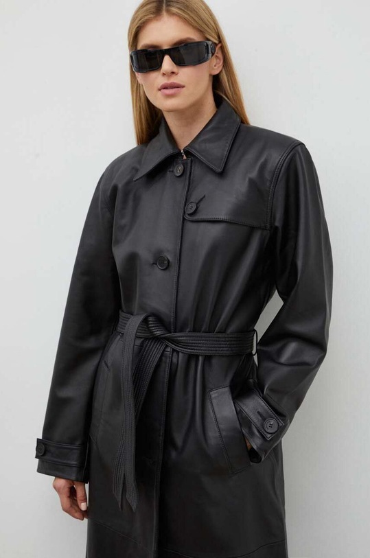 Won Hundred palton de piele negru 2709.16014