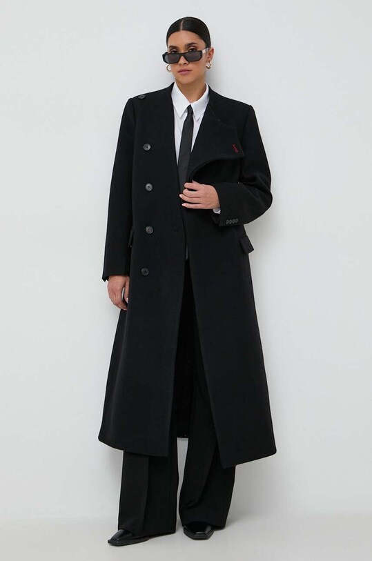 Шерстяное пальто Victoria Beckham 1423WCT004892B чёрный AW23