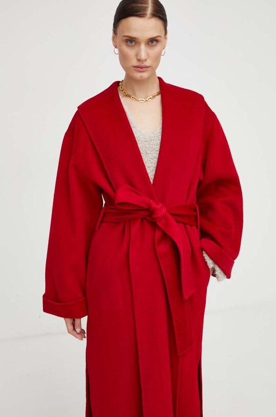 Vlnený kabát By Malene Birger Q71360008 červená AW23