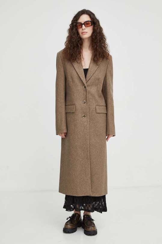 Remain płaszcz wełniany pozostałe brązowy 5008101827