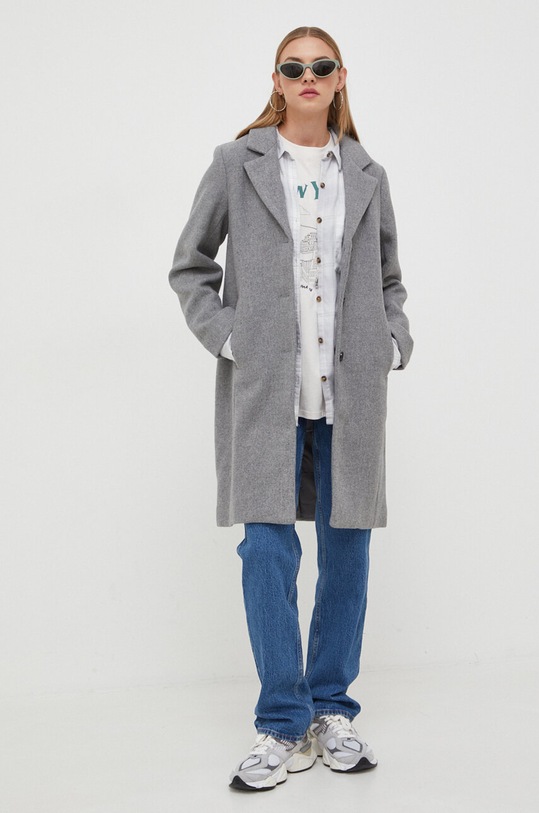 Hollister Co. płaszcz z domieszką wełny KI344.3212.122 szary AW23