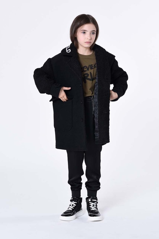 Karl Lagerfeld płaszcz dziecięcy bez kaptura czarny Z16169.126.150