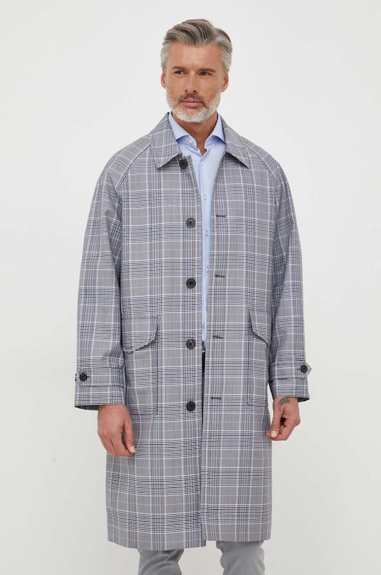 Kabát s příměsí vlny Tommy Hilfiger nezateplené námořnická modř MW0MW31658