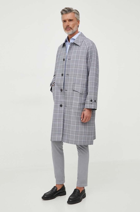Kabát s příměsí vlny Tommy Hilfiger MW0MW31658 námořnická modř AW23