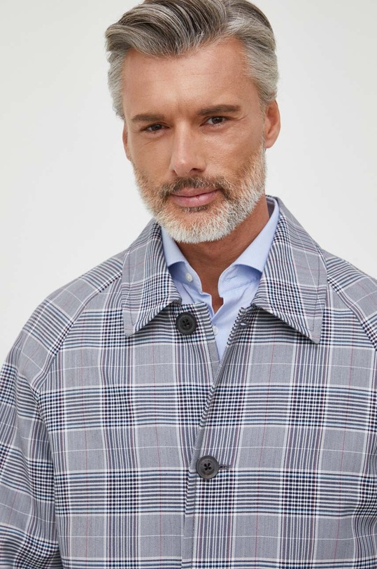 Kabát s příměsí vlny Tommy Hilfiger námořnická modř MW0MW31658