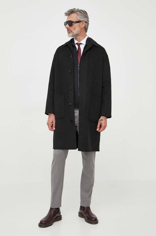 Шерстяное пальто Calvin Klein K10K111601 чёрный AW23