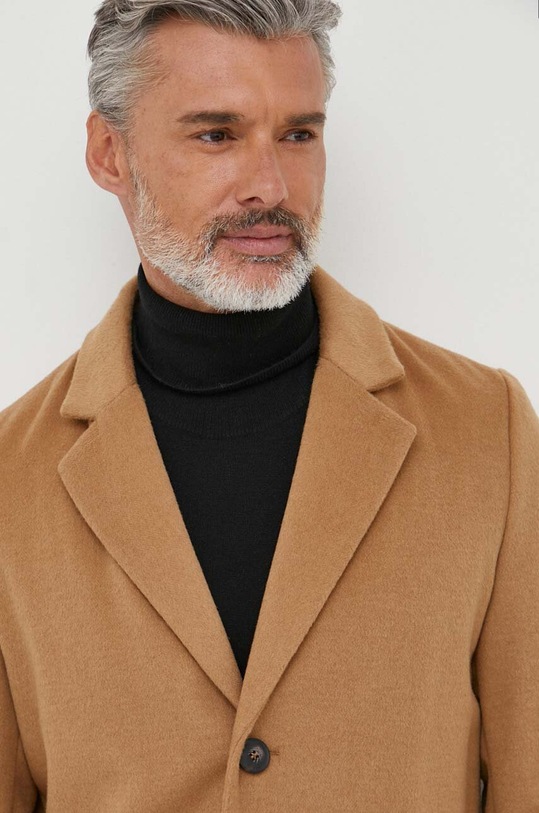 United Colors of Benetton płaszcz wełniany 2YDTUN012.94A beżowy