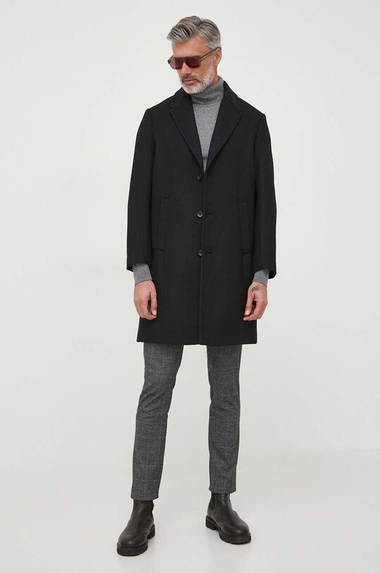 Sisley palton din lana cu captuseala negru 2VKFSN025.100