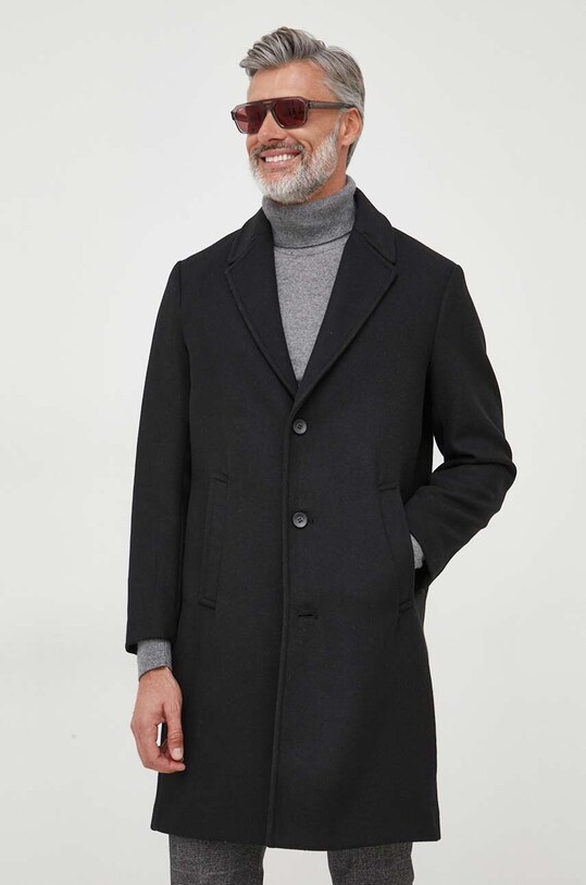 Kabát s příměsí vlny Sisley 2VKFSN025.100 černá AW23