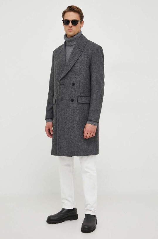 Sisley płaszcz z domieszką wełny bez kaptura szary 262YSN02O.901