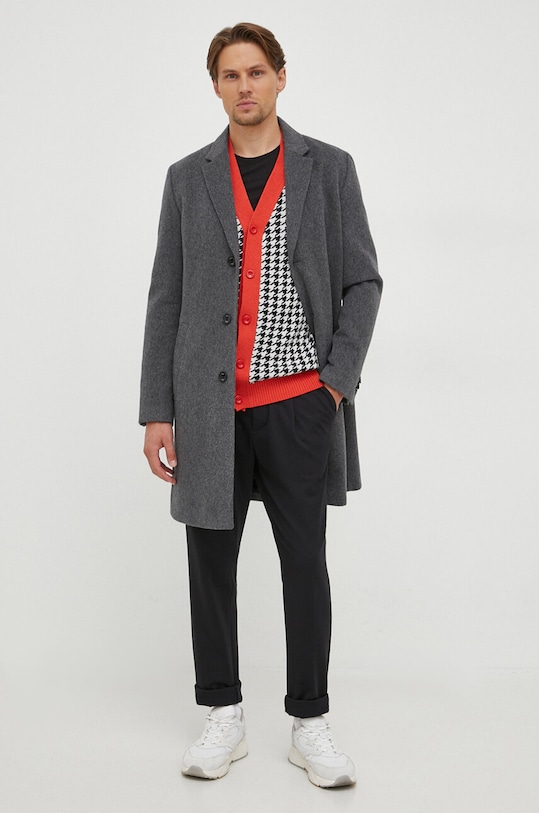 BOSS płaszcz wełniany 50485199 szary AW23