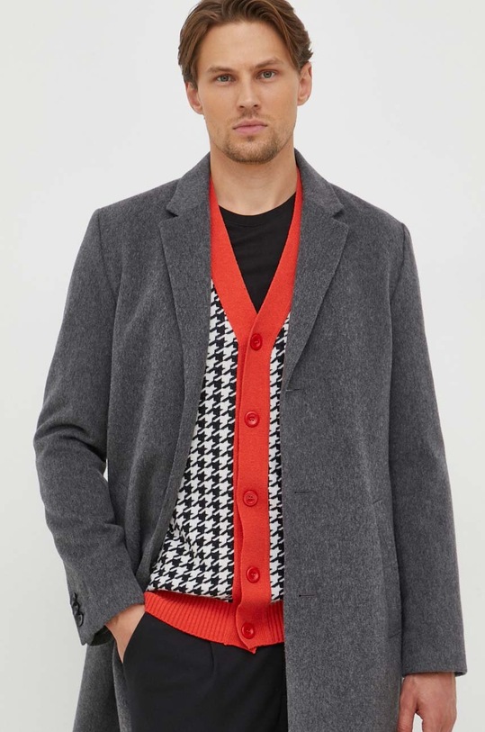 BOSS płaszcz wełniany szary 50485199