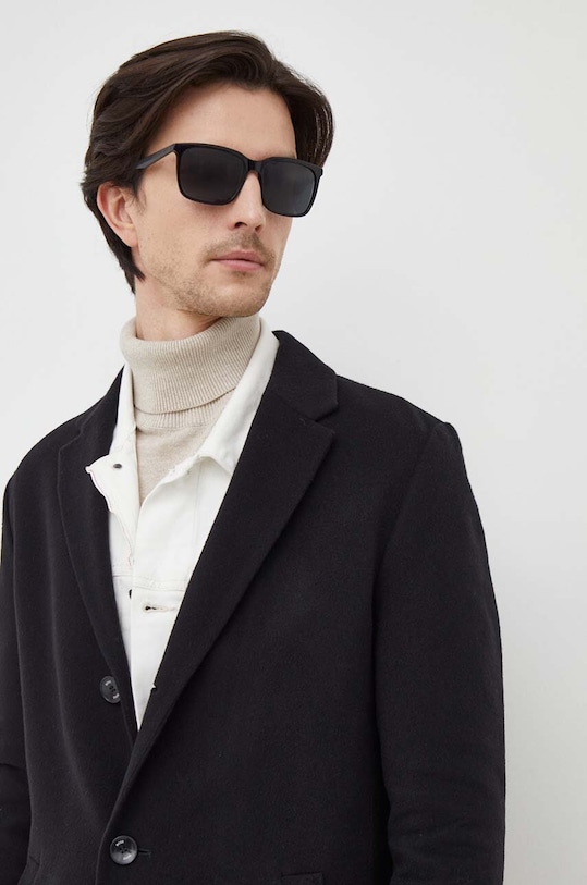 Μάλλινο παλτό BOSS μαύρο 50485199