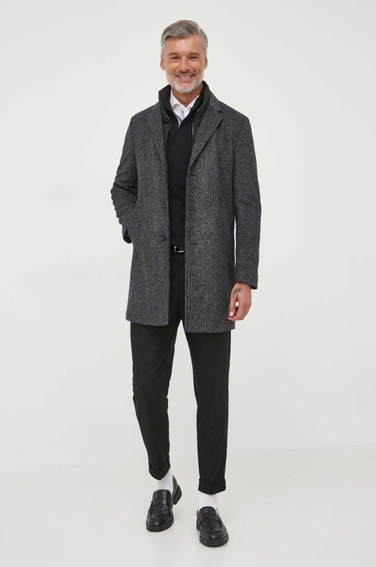 BOSS płaszcz z domieszką wełny 50502319 czarny AW23