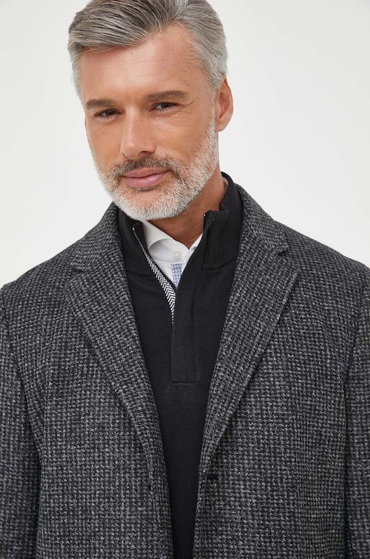 BOSS płaszcz z domieszką wełny czarny 50502319