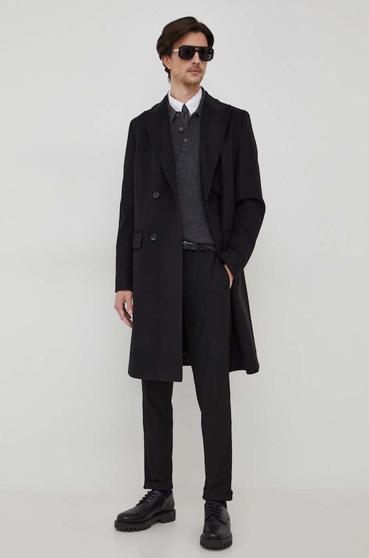 BOSS płaszcz wełniany 50502328 czarny AW23