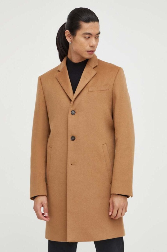 Vlnený kabát Tiger Of Sweden bez kapucne hnedá T71051001
