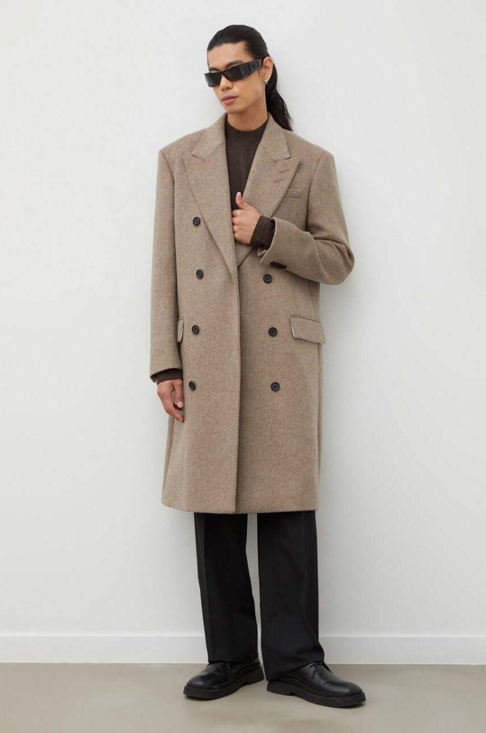 Vlněný kabát Tiger Of Sweden nezateplené béžová T71897001