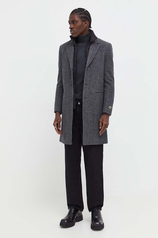 Vlněný kabát Superdry M5011790A.B25 šedá AW23