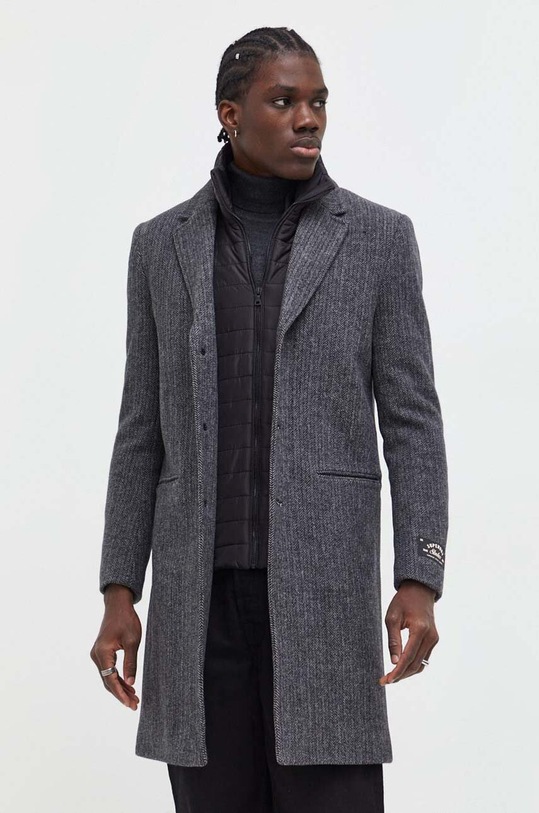 Vlněný kabát Superdry šedá M5011790A.B25