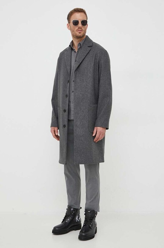 Μάλλινο παλτό Calvin Klein K10K111745 γκρί AW23