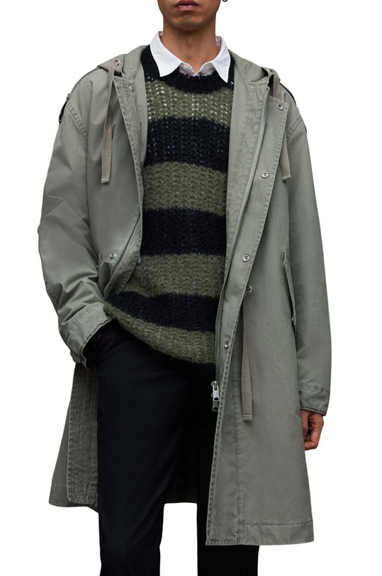 Bavlněný kabát AllSaints Comiso MC013Z zelená AW23