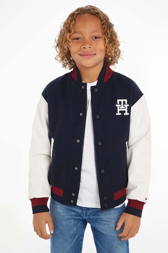 Dječja bomber jakna s dodatkom vune Tommy Hilfiger s dodatkom vune mornarsko plava KB0KB08348.128.176.9BYX