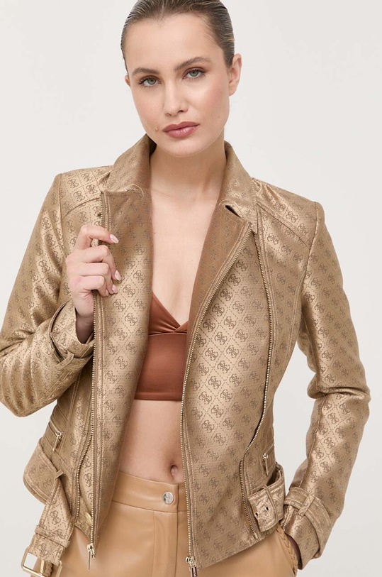 Guess giacca da motociclista non isolato marrone W3YL25.WFIR2