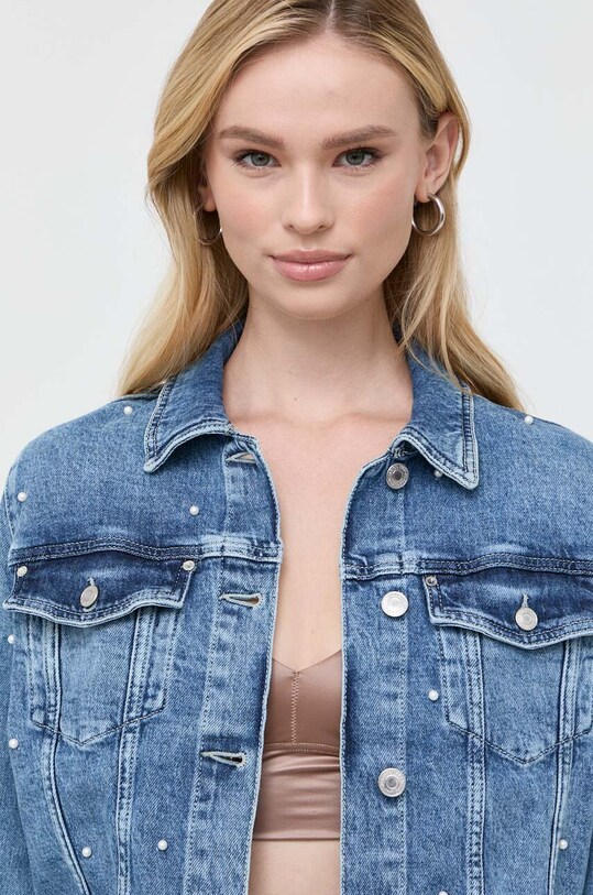 Rifľová bunda Guess modrá W3YN30.D4MSL
