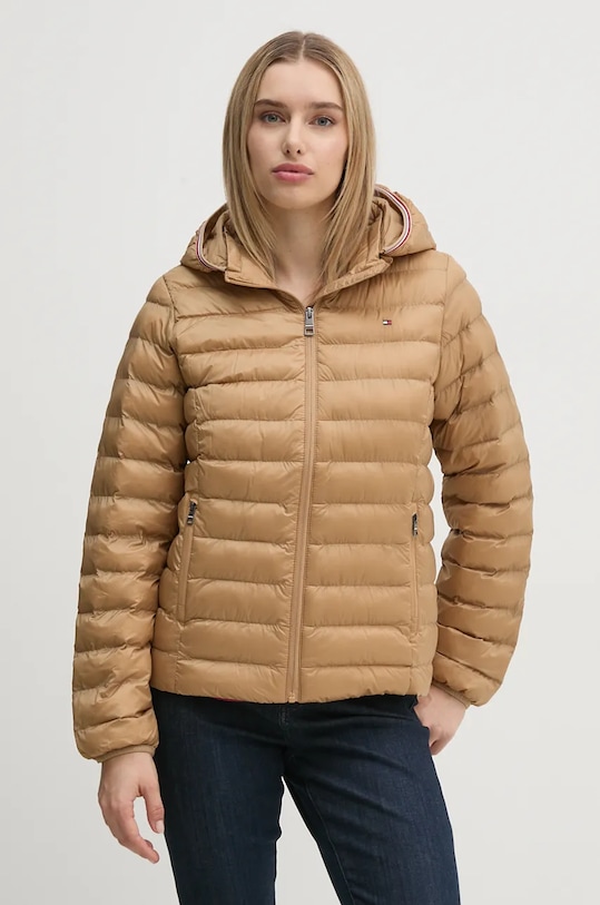 Bunda Tommy Hilfiger jemné zateplenie béžová WW0WW38927