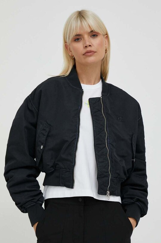 Bomber bunda Calvin Klein Jeans přechodné černá J20J221378